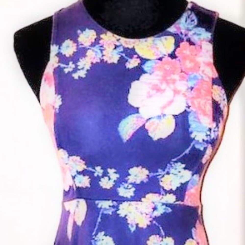 Navy Floral Skater Dress